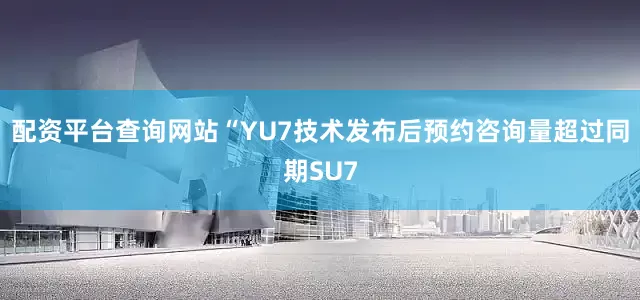 配资平台查询网站“YU7技术发布后预约咨询量超过同期SU7